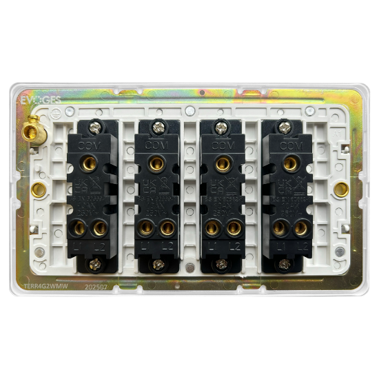 Picture of Terra 4 Gang 2 Way 10AX Single Pole Switch Matt White