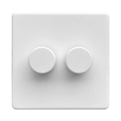Picture of Terra 250VA 2 Gang Push Dimmer Switch Matt White