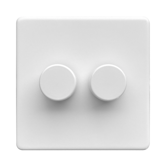 Picture of Terra 250VA 2 Gang Push Dimmer Switch Matt White