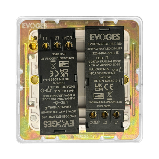 Picture of Terra 250VA 2 Gang Push Dimmer Switch Matt White