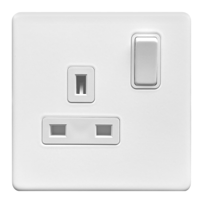 Picture of Terra 13A 1 Gang Double Pole Switched Socket Matt White