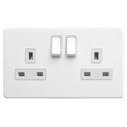 Picture of Terra 13A 2 Gang Double Pole Switched Socket Matt White