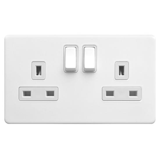 Picture of Terra 13A 2 Gang Double Pole Switched Socket Matt White