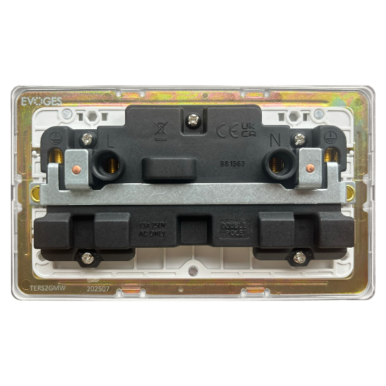 Picture of Terra 13A 2 Gang Double Pole Switched Socket Matt White