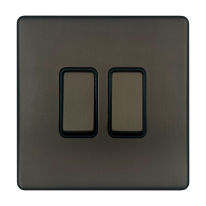 Picture of Terra 2 Gang 2 Way 10AX Single Pole Switch Slate Bronze