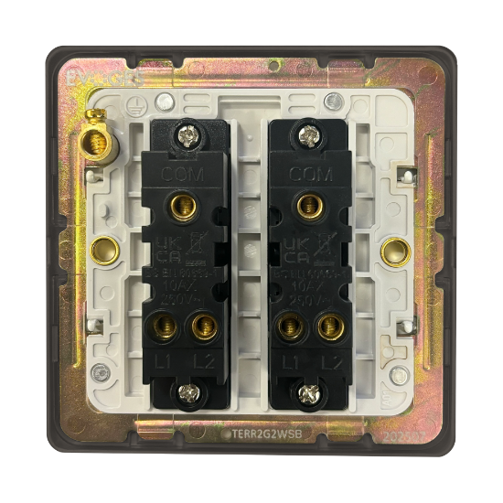 Picture of Terra 2 Gang 2 Way 10AX Single Pole Switch Slate Bronze