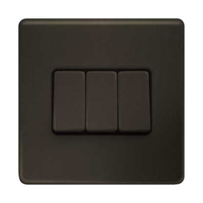 Picture of Terra 3 Gang 2 Way 10AX Single Pole Switch Slate Bronze