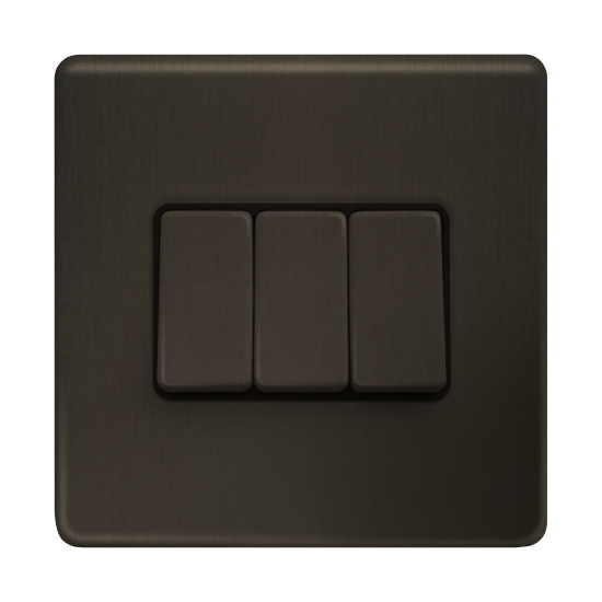 Picture of Terra 3 Gang 2 Way 10AX Single Pole Switch Slate Bronze