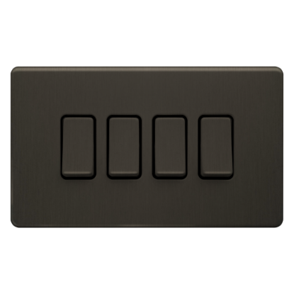Picture of Terra 4 Gang 2 Way 10AX Single Pole Switch Slate Bronze