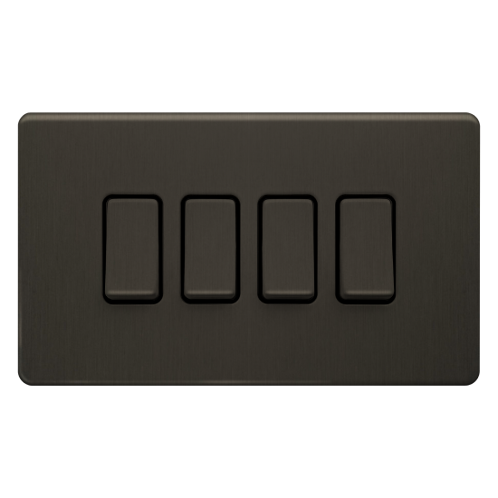 Picture of Terra 4 Gang 2 Way 10AX Single Pole Switch Slate Bronze