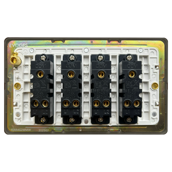 Picture of Terra 4 Gang 2 Way 10AX Single Pole Switch Slate Bronze