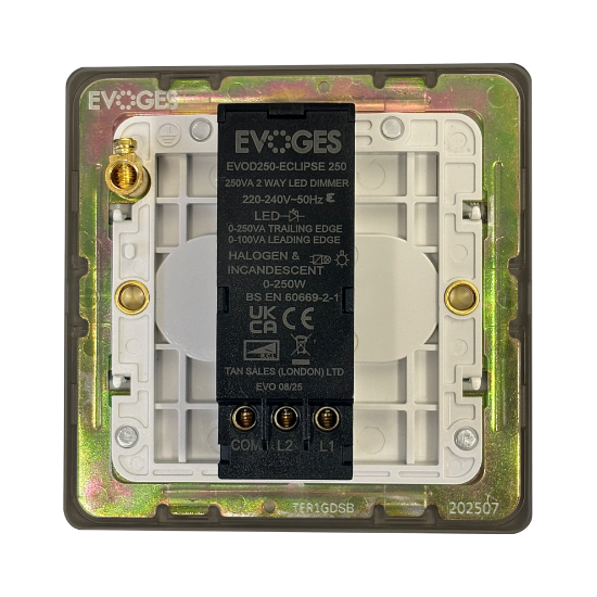 Picture of Terra 250VA 1 Gang Push Dimmer Switch Slate Bronze