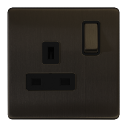 Picture of Terra 13A 1 Gang Double Pole Switched Socket Slate Bronze