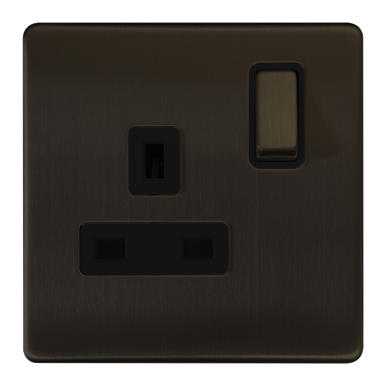 Picture of Terra 13A 1 Gang Double Pole Switched Socket Slate Bronze