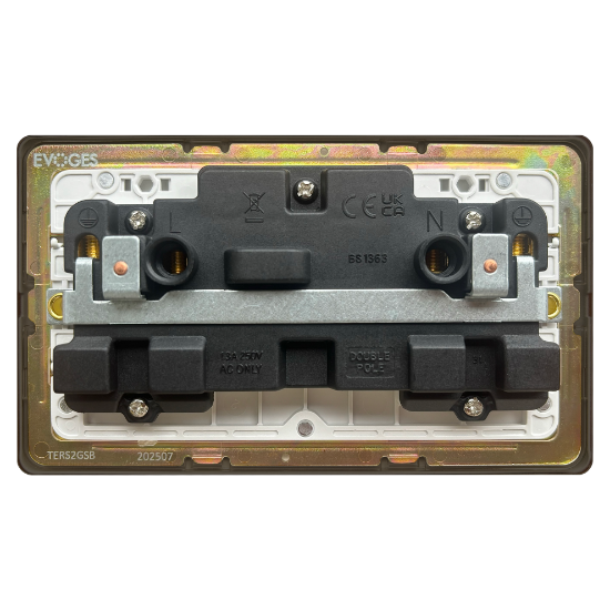 Picture of Terra 13A 2 Gang Double Pole Switched Socket Slate Bronze