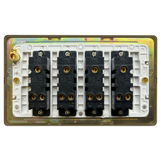 Picture of Terra 4 Gang 2 Way 10AX Single Pole Switch Antique Brushed Brass