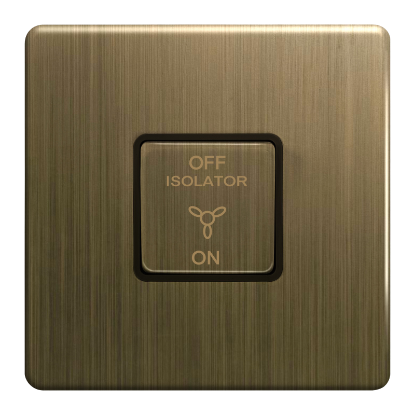 Picture of Terra 1 Gang 1 Way 3 Pole 10AX Fan Switch Antique Brushed Brass