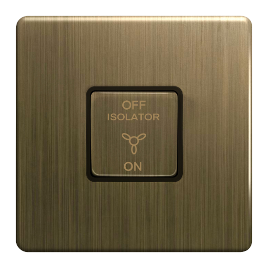 Picture of Terra 1 Gang 1 Way 3 Pole 10AX Fan Switch Antique Brushed Brass