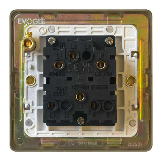 Picture of Terra 1 Gang 1 Way 3 Pole 10AX Fan Switch Antique Brushed Brass