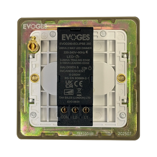 Picture of Terra 250VA 1 Gang Push Dimmer Switch Antique Brushed Brass