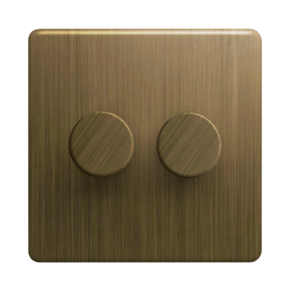 Picture of Terra 250VA 2 Gang Push Dimmer Switch Antique Brushed Brass