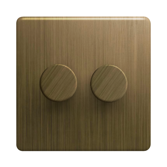Picture of Terra 250VA 2 Gang Push Dimmer Switch Antique Brushed Brass