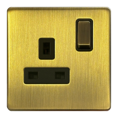 Picture of Terra 13A 1 Gang Double Pole Switched Socket Antique Brushed Brass