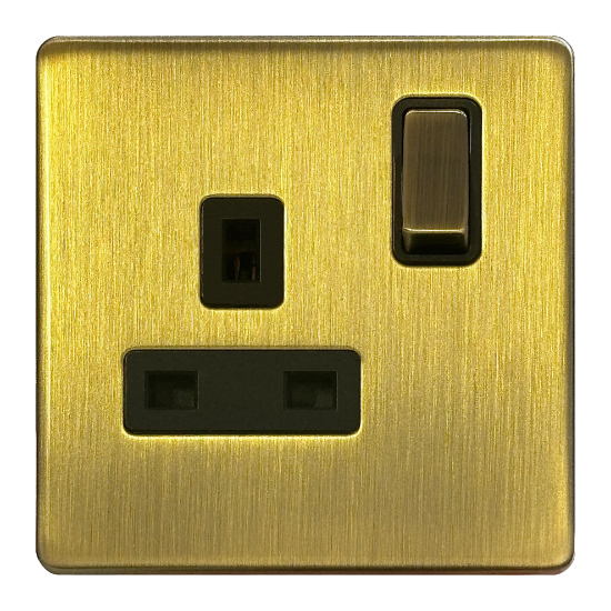 Picture of Terra 13A 1 Gang Double Pole Switched Socket Antique Brushed Brass