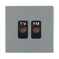 Picture of Sheer Screwless SS/BL 2 Gang Isolated TV/FM 1 in/2 out Coaxial Socket