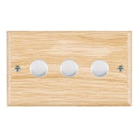 Picture of 3 Gang 250W/210VA Trailing Edge Multi-Way Dimmer / Satin Chrome / Woods Light Oak Ovolo Edge